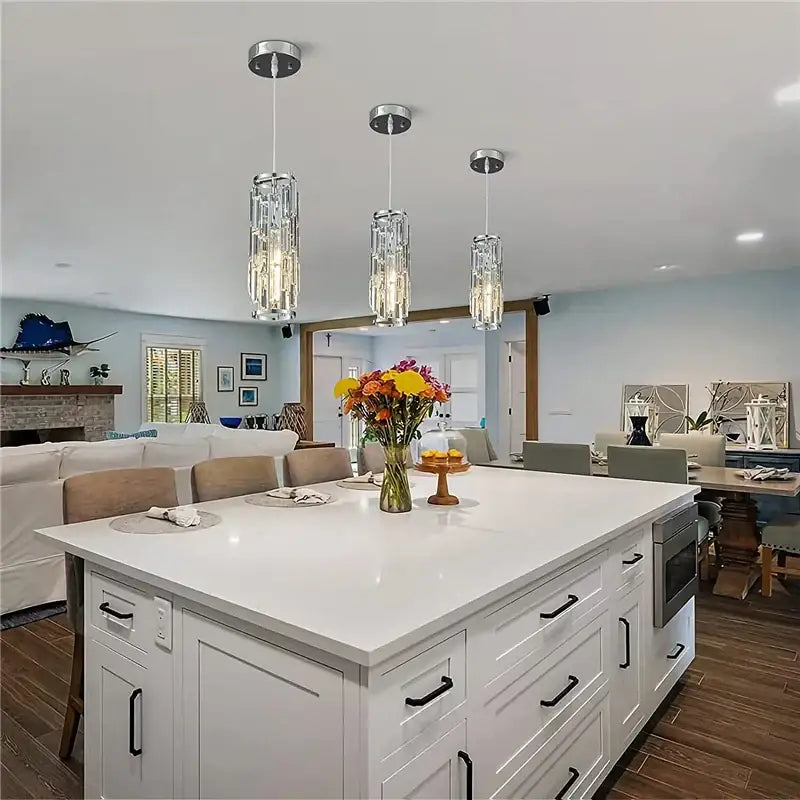 Modern black & gold crystal mini pendant chandelier – kitchen light