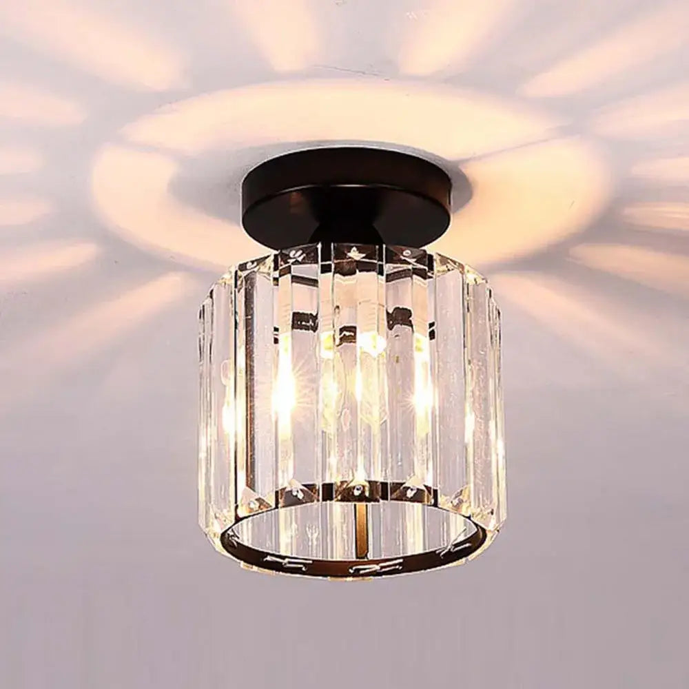 Modern black & gold crystal pendant ceiling light bedroom decor