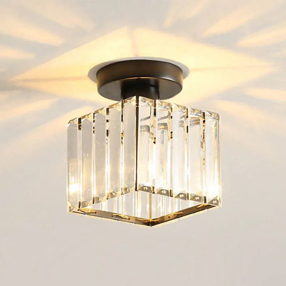 Modern black & gold crystal pendant ceiling light bedroom decor