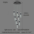 Modern black & gold cylindrical crystal chandelier living room light