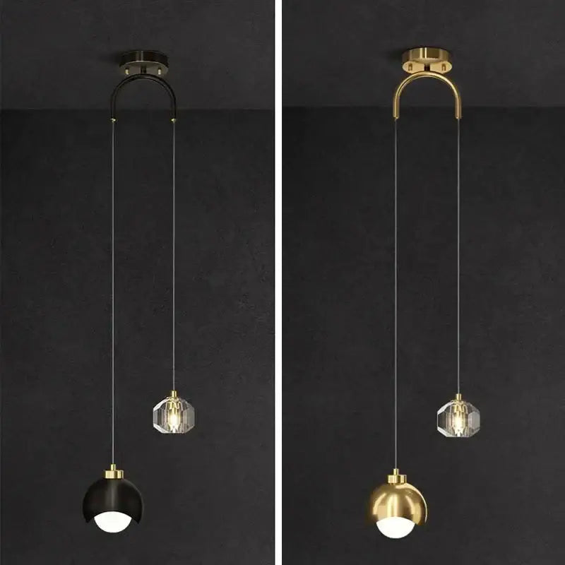 Modern black & gold decorbites crystal round chandelier bedroom light
