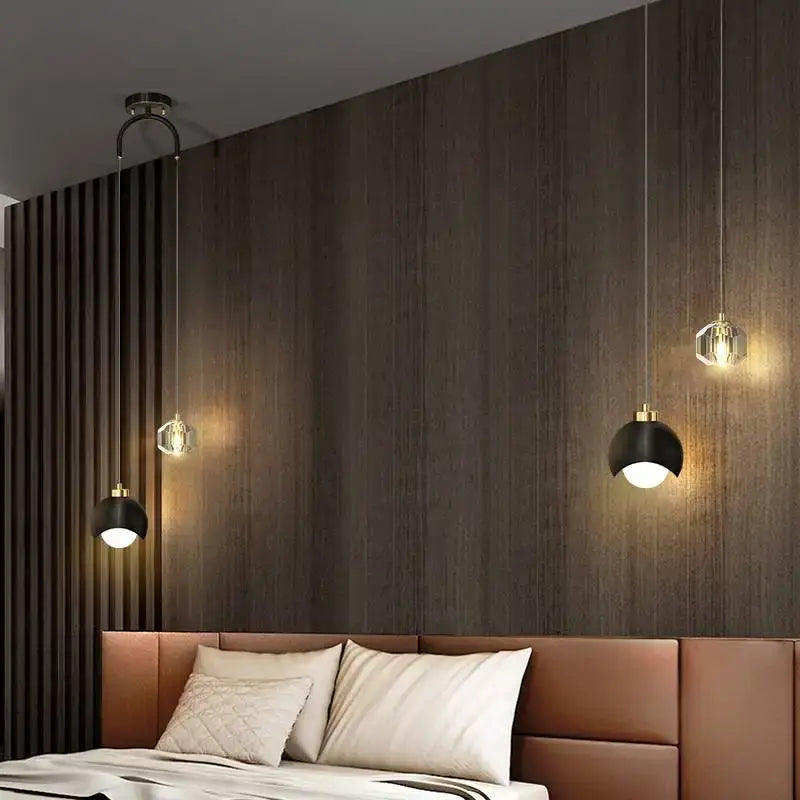 Modern black & gold decorbites crystal round chandelier bedroom light
