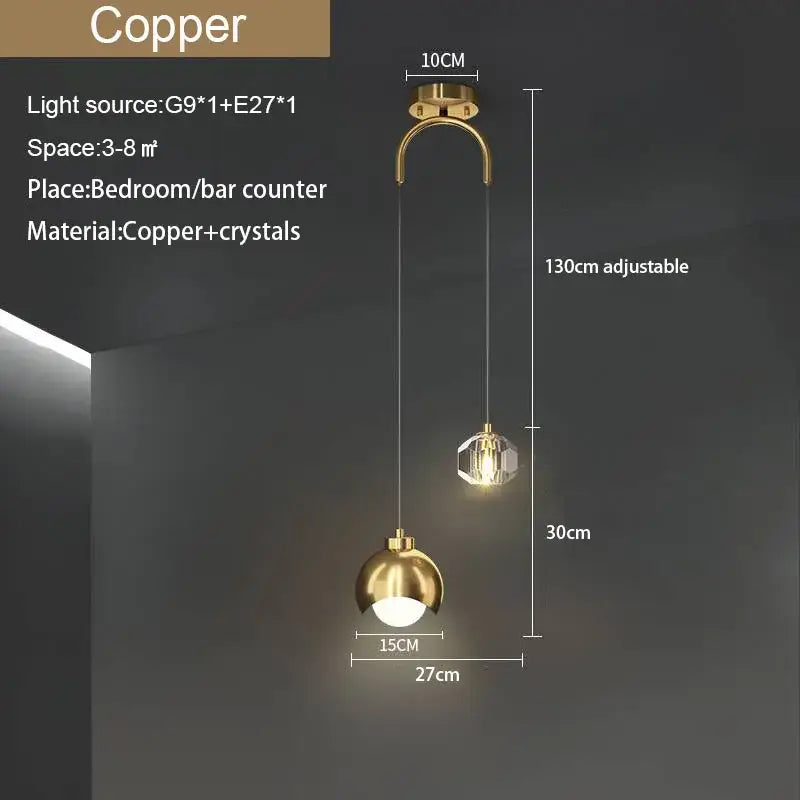 Modern black & gold decorbites crystal round chandelier bedroom light
