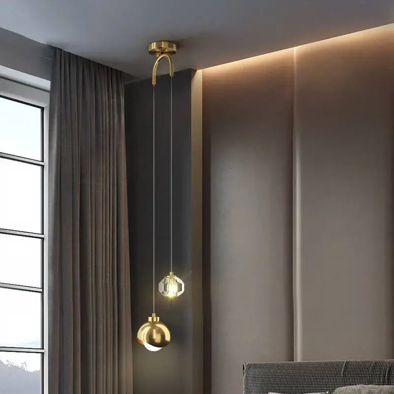 Modern black & gold decorbites crystal round chandelier bedroom light