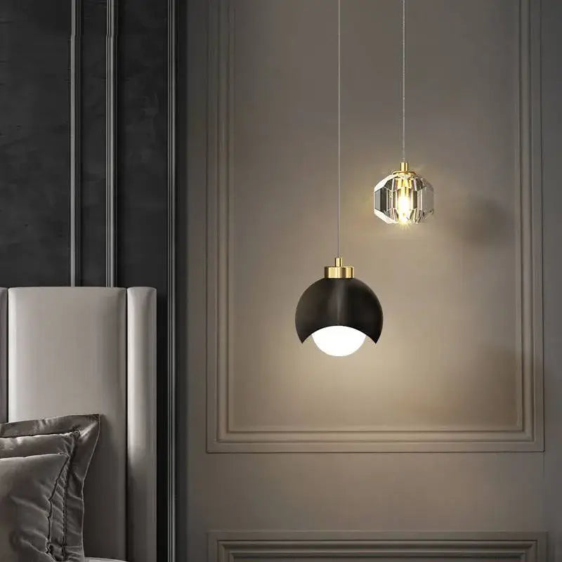 Modern black & gold decorbites crystal round chandelier bedroom light