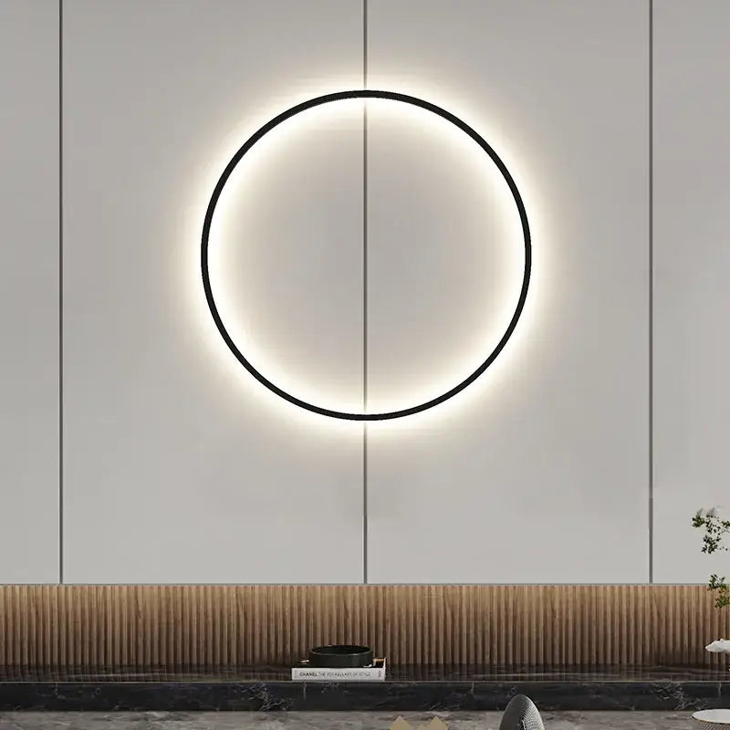Modern black & gold dimmable ring wall lamp for living room led lighting