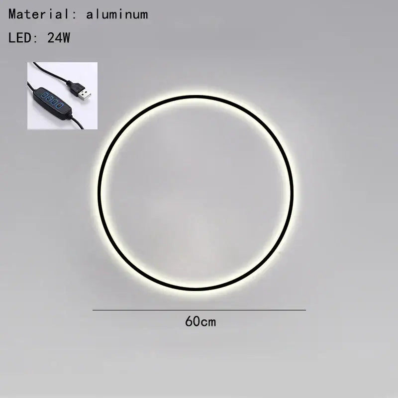 Modern black & gold dimmable ring wall lamp for living room led lighting