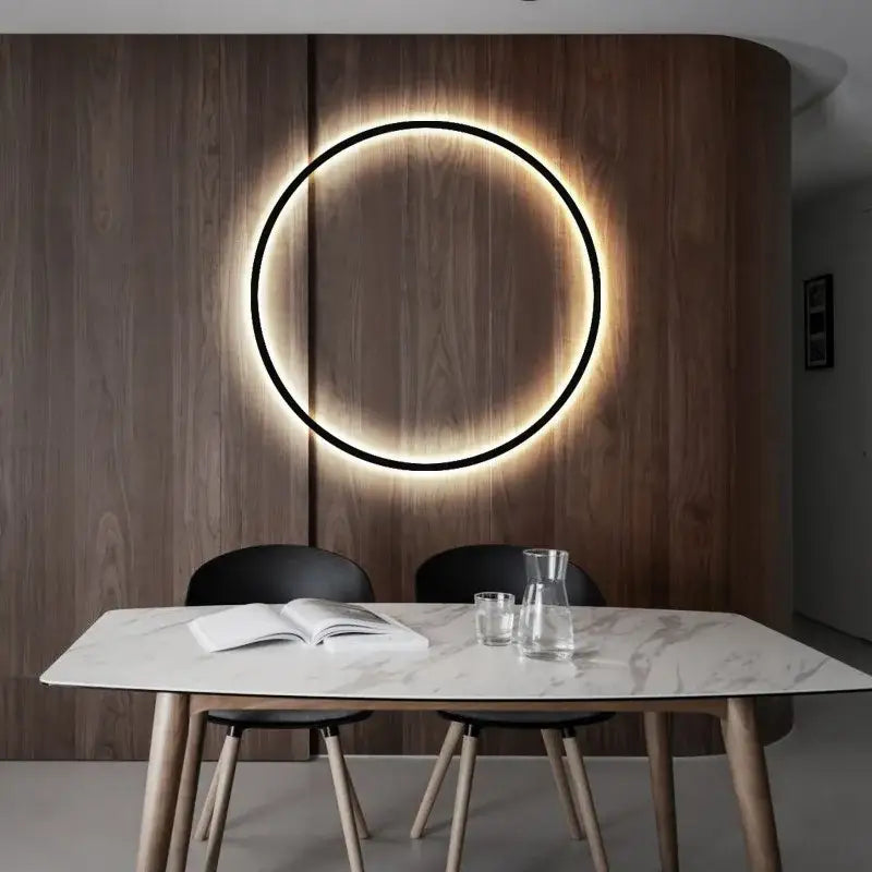 Modern black & gold dimmable ring wall lamp for living room led lighting