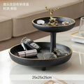 Modern black & gold double layer coffee table tray living room storage