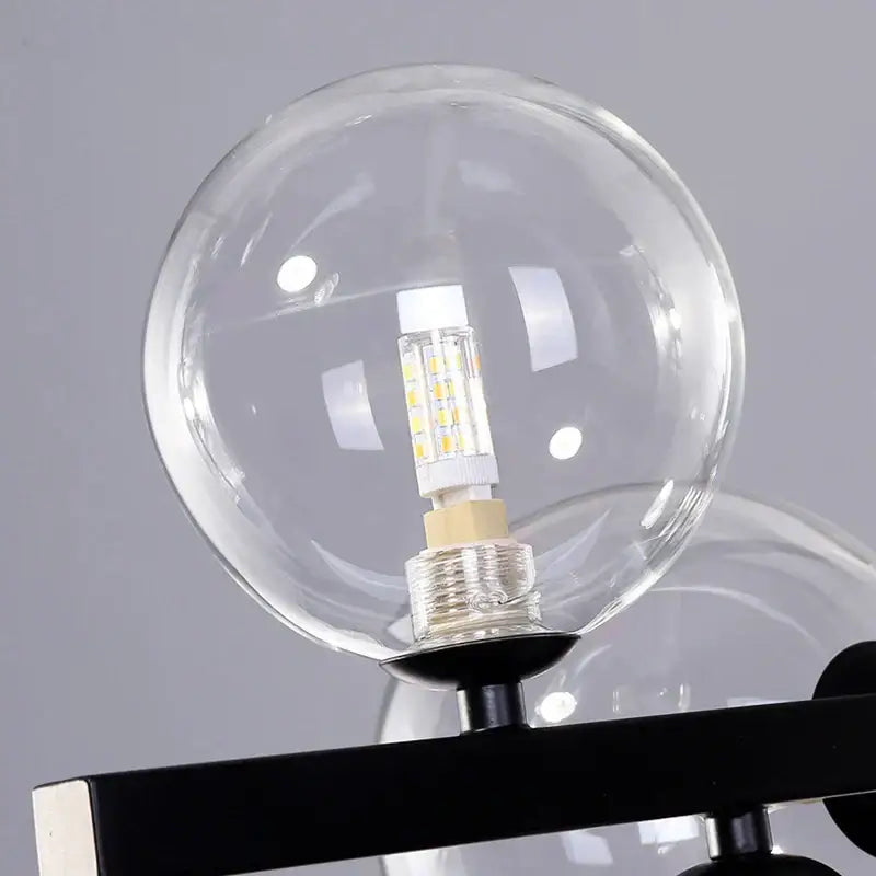 Modern black & gold glass ball led chandelier for dining room
