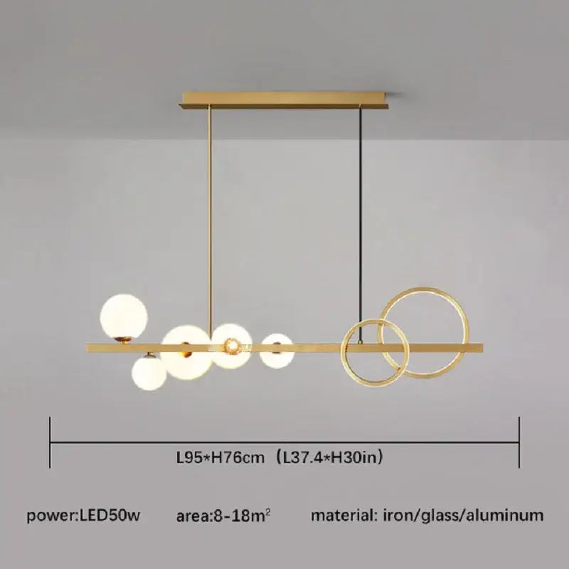Modern black & gold glass ball led chandelier for dining room