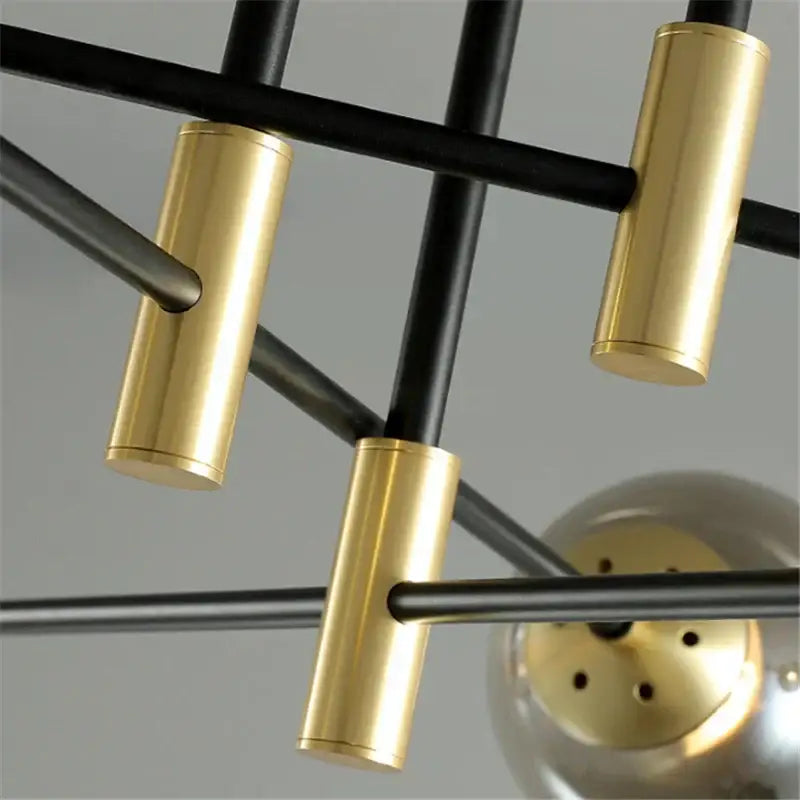 Modern black & gold glass ball led chandelier for living room