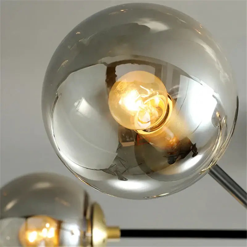 Modern black & gold glass ball led chandelier living room light