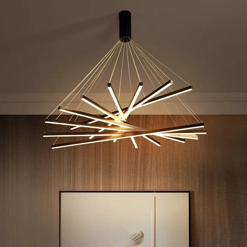Modern black & gold led black ceiling chandelier dining room light