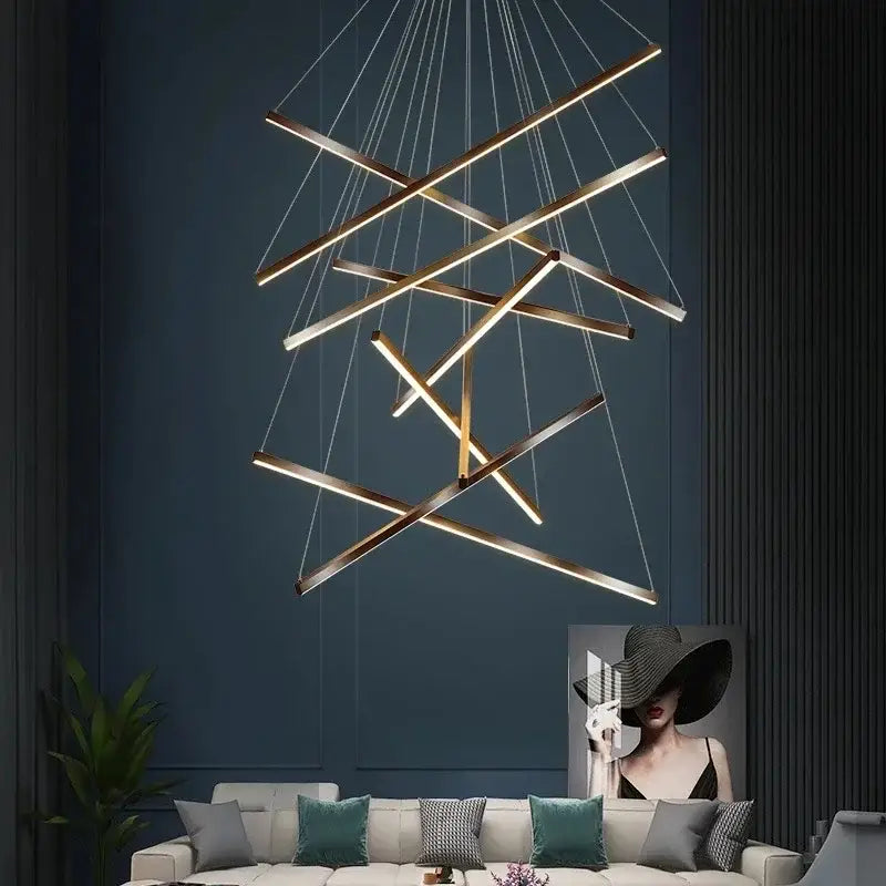 Modern black & gold led black ceiling chandelier dining room light