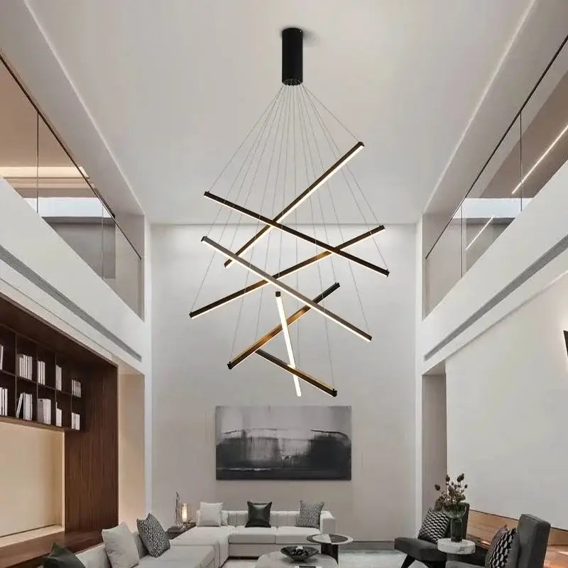Modern black & gold led black ceiling chandelier dining room light