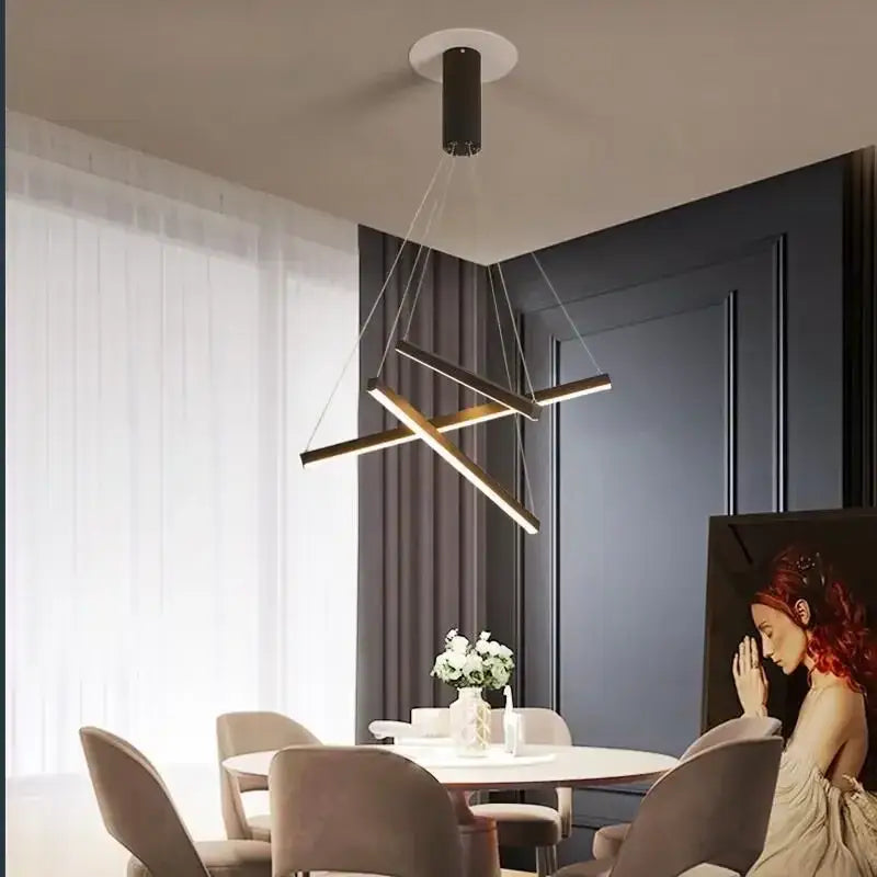 Modern black & gold led black ceiling chandelier dining room light