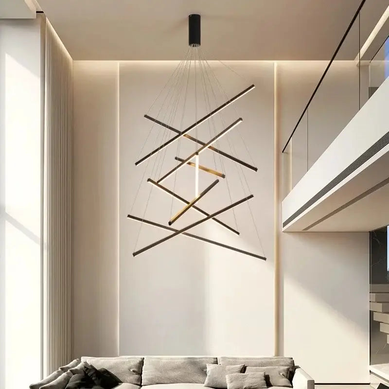 Modern black & gold led black ceiling chandelier dining room light