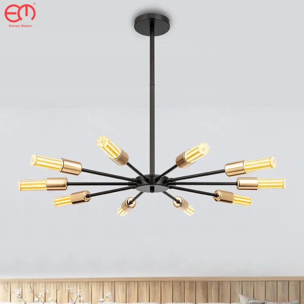 Modern black & gold led ceiling light for bedroom