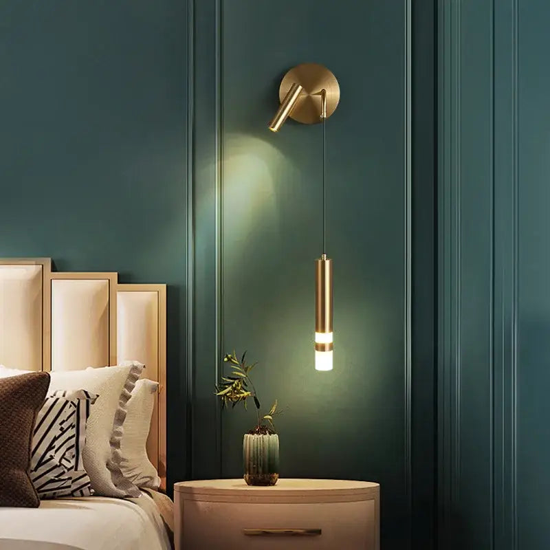 Modern black & gold led wall lamp bedroom adjustable reading light