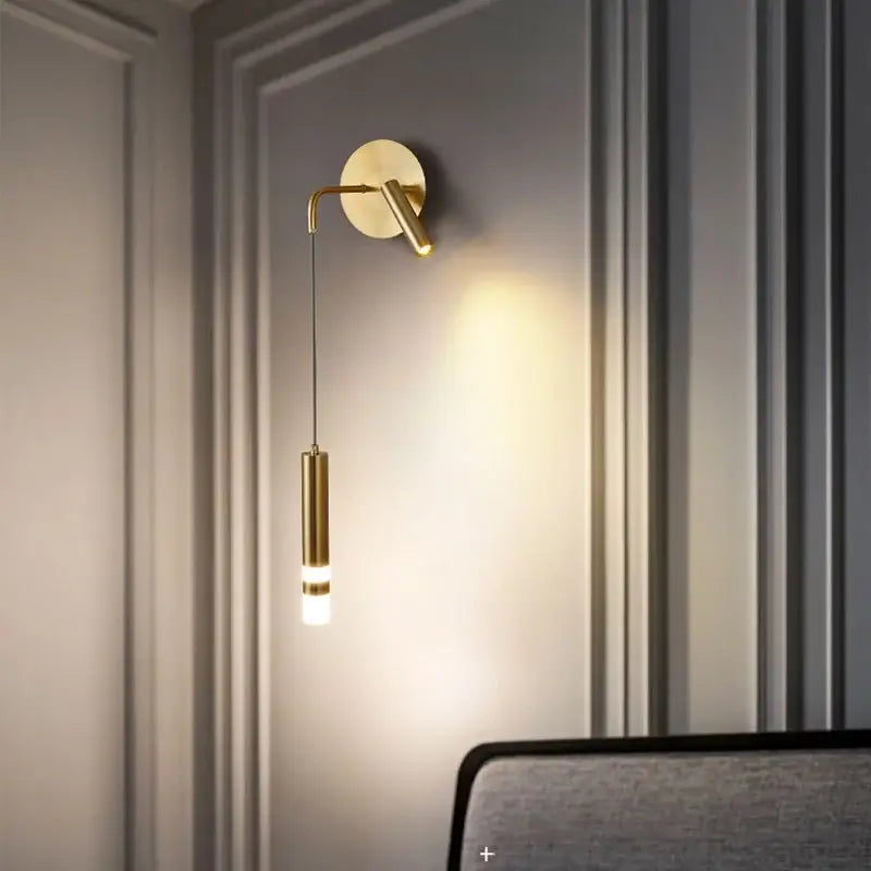 Modern black & gold led wall lamp bedroom adjustable reading light