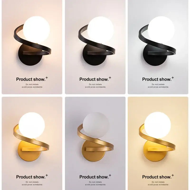 Modern black & gold led wall lights for bedroom