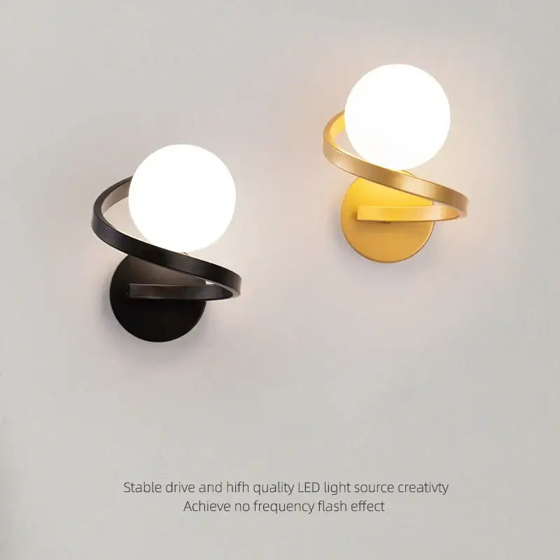 Modern black & gold led wall lights for bedroom