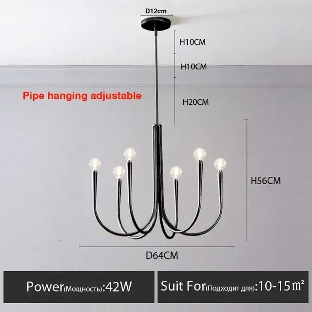 Modern black gold metal chandelier dining room 9 light fixture