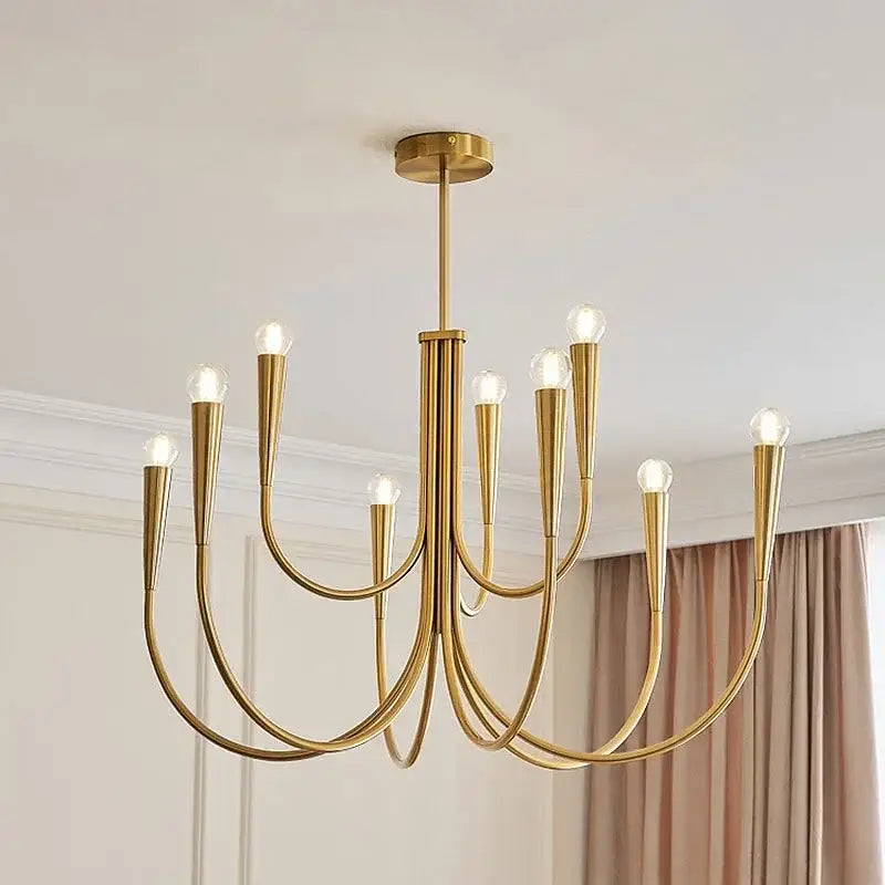 Modern black gold metal chandelier dining room 9 light fixture