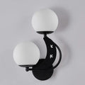 Modern black & gold moon wall lamp with milky glass ball bedroom light