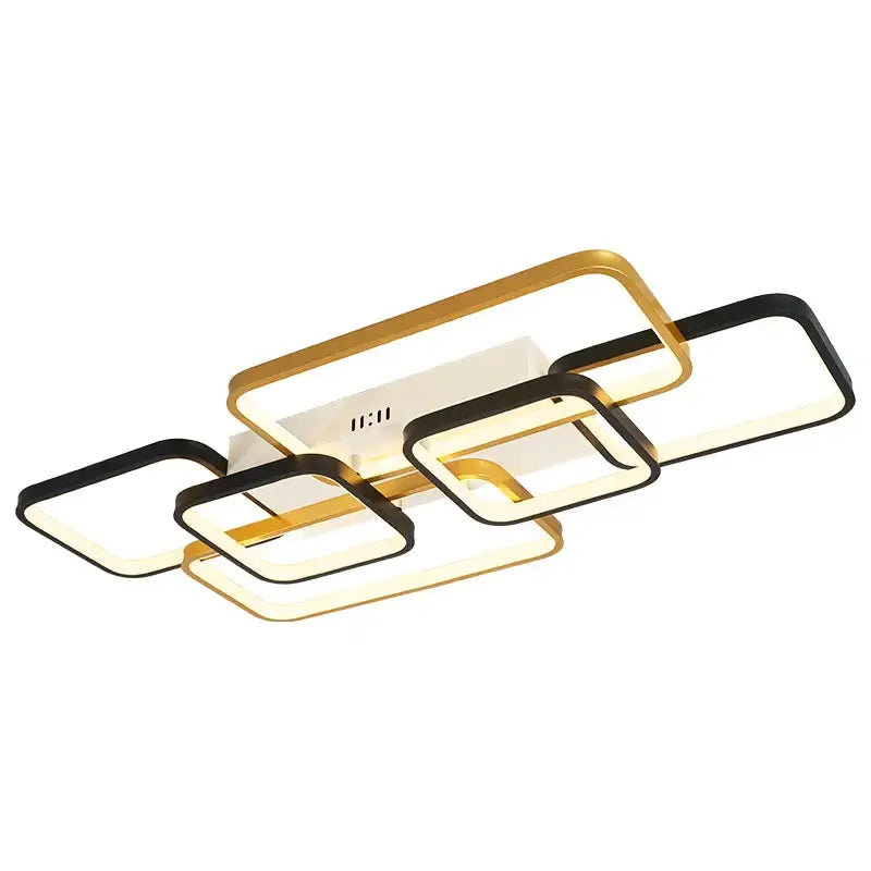 Modern black & gold rectangular decorbites dimmable led ceiling light living room