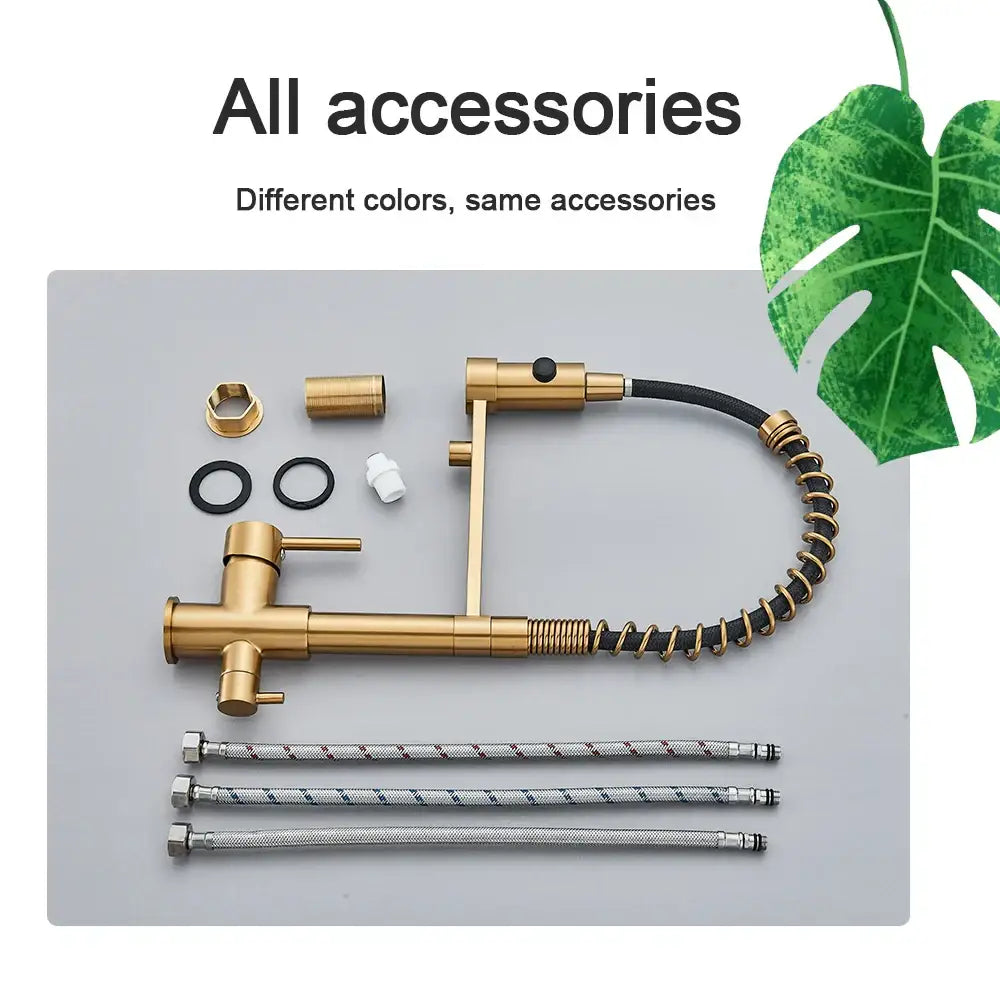 Modern black gold & silver water filter faucet kitchen flexible tap