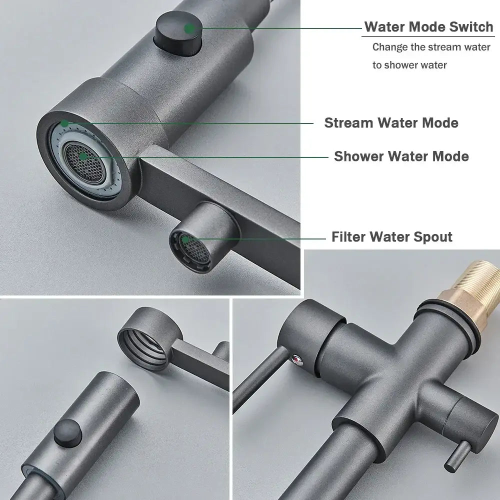 Modern black gold & silver water filter faucet kitchen flexible tap