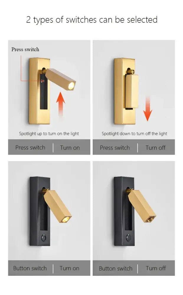 Modern black & gold wall sconce with usb port – bedroom reading light