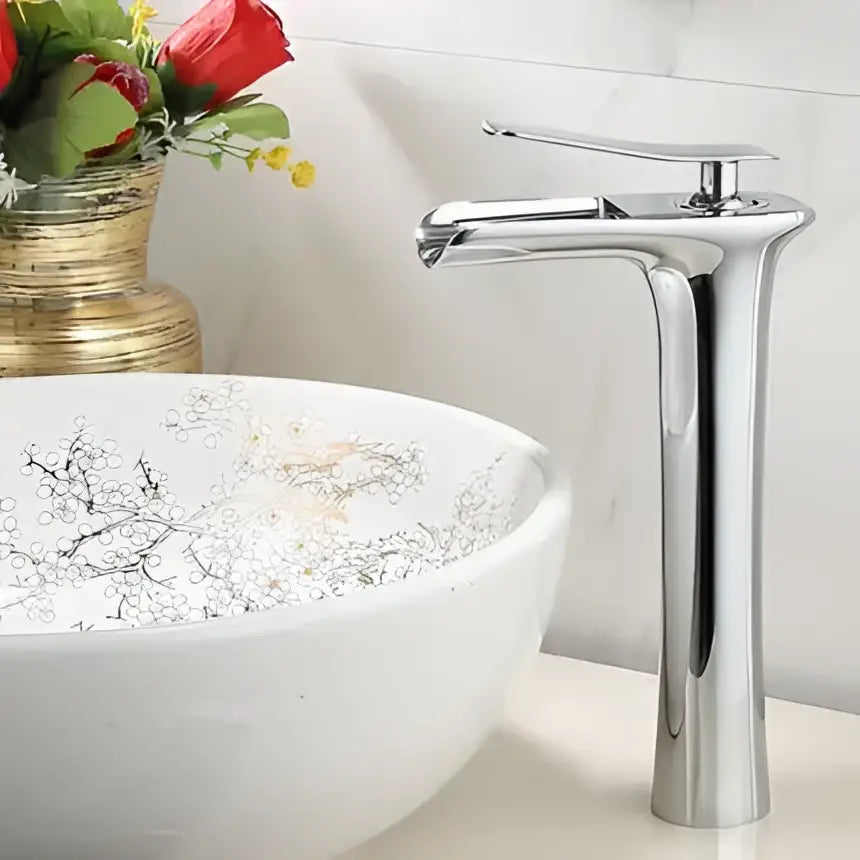 Modern black & gold waterfall basin faucet bathroom mixer tap