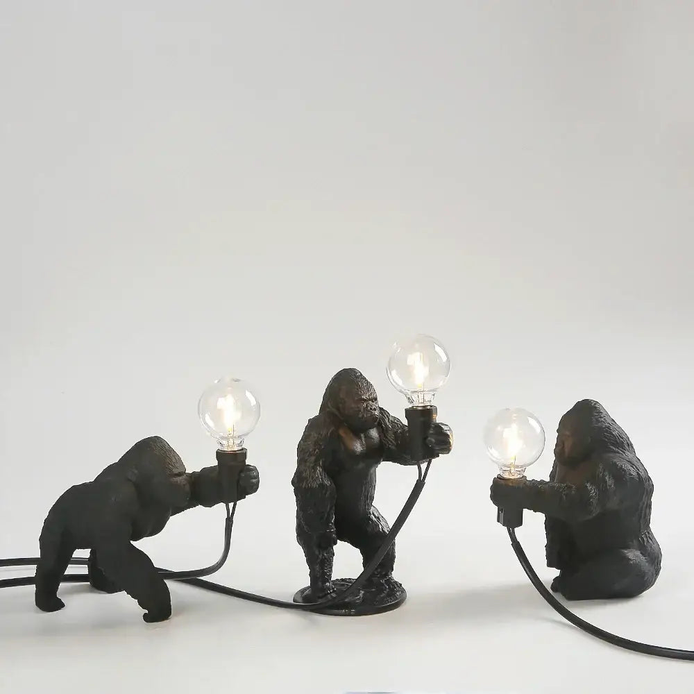 Modern black gorilla night light bedroom resin lamp