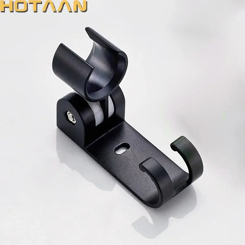 Modern black hand shower holder with hooks bathroom organizer