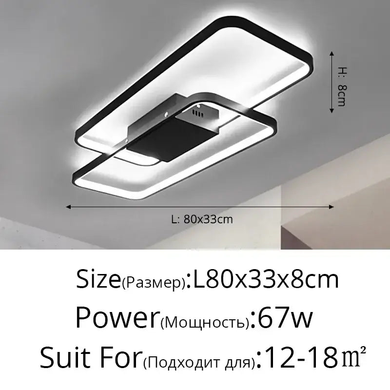 Modern black intersecting led ceiling light living room dimmable