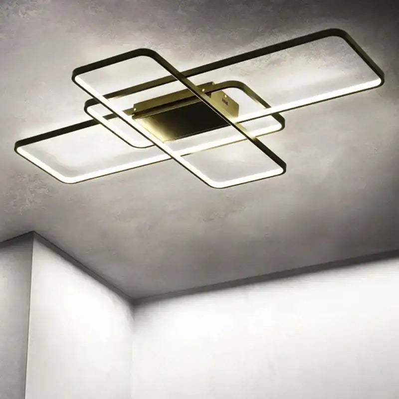 Modern black intersecting led ceiling light living room dimmable