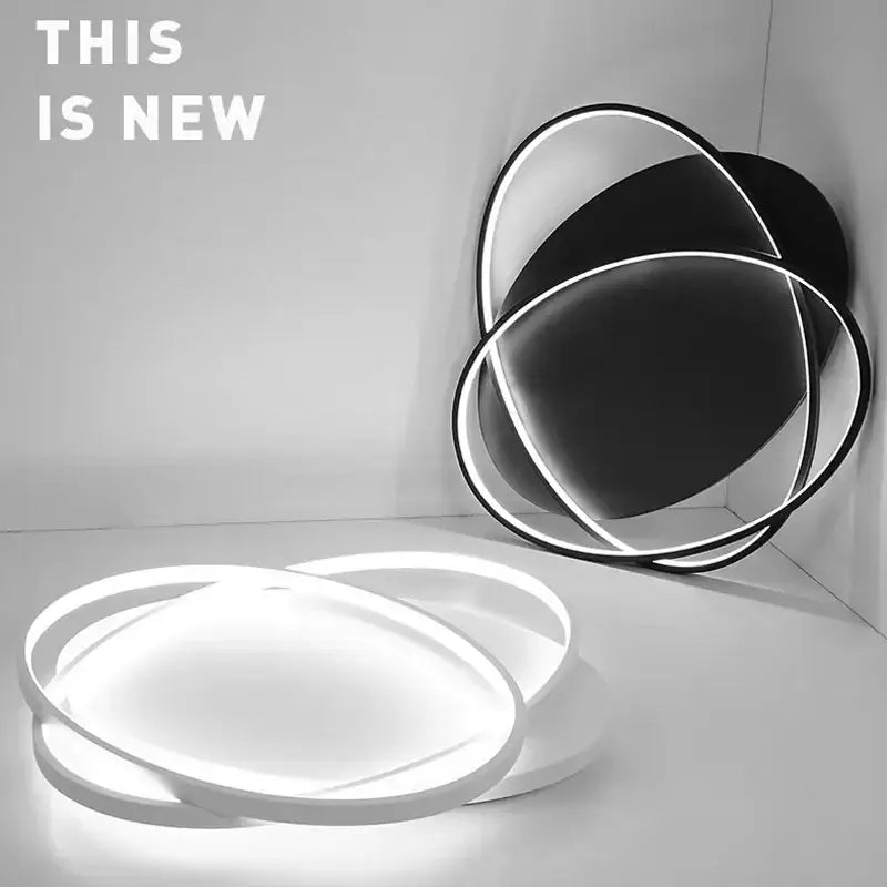 Modern black intersecting led ceiling light living room dimmable
