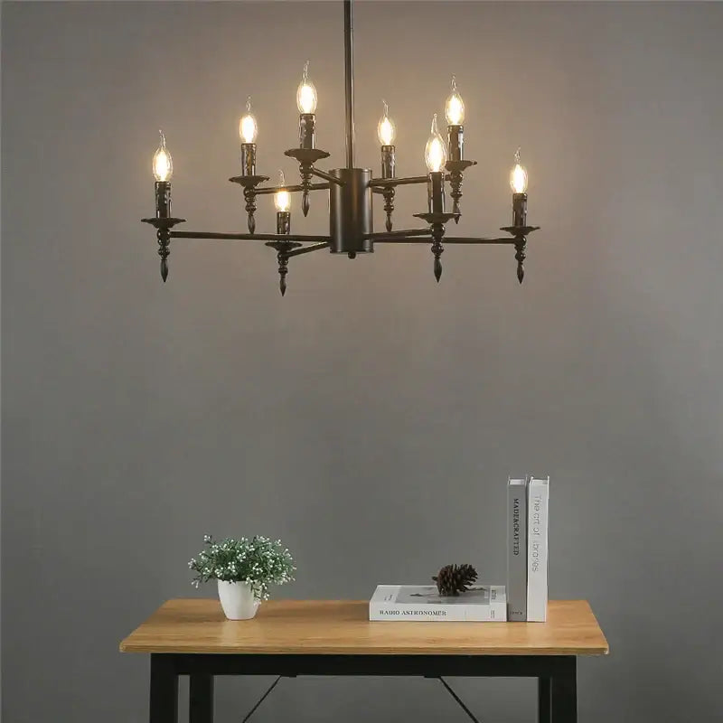 Modern black iron art led pendant chandelier for living room