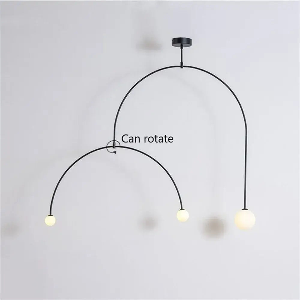 Modern black iron line chandelier with glass bulbs for living room