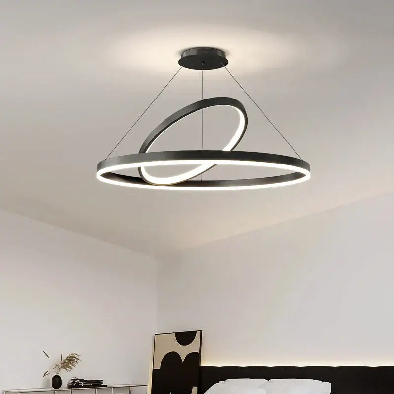 Modern black irregular ceiling chandelier living room led light