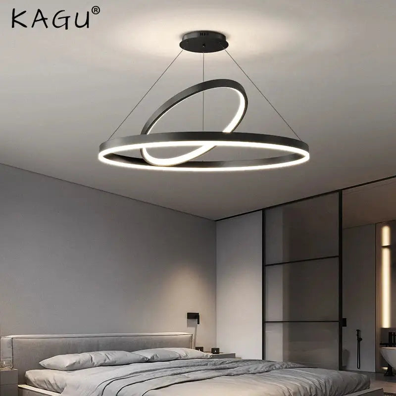 Modern black irregular ceiling chandelier living room led light