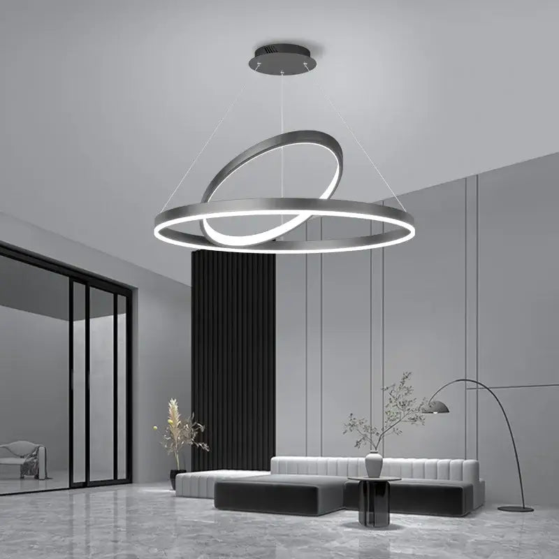 Modern black irregular ceiling chandelier living room led light