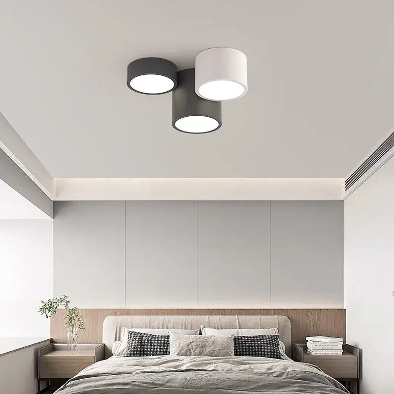 Modern black led ceiling lamp for living room with circular bulbs