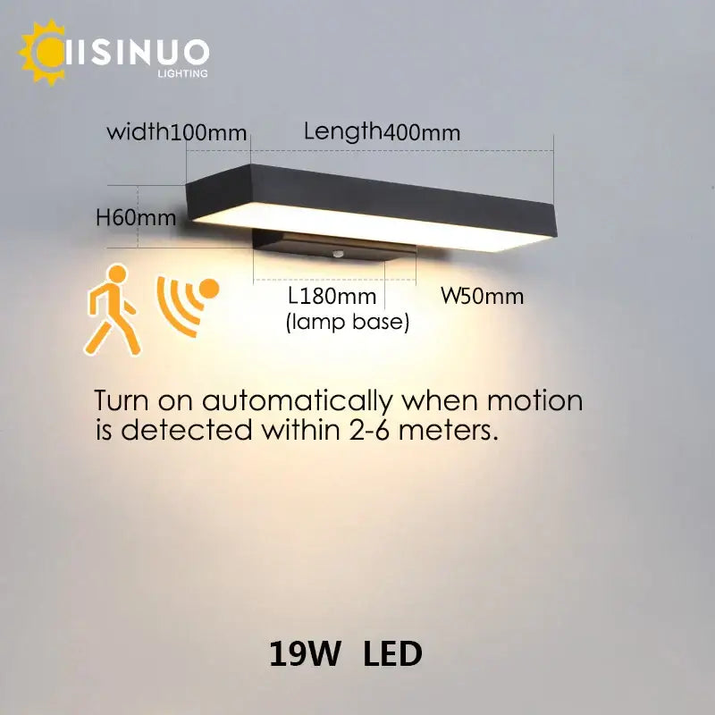 Modern black led wall light dusk dawn motion sensor outdoor sconce