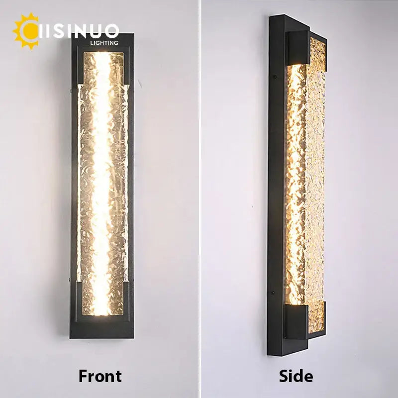 Modern black led wall sconce garden textured amber glass light