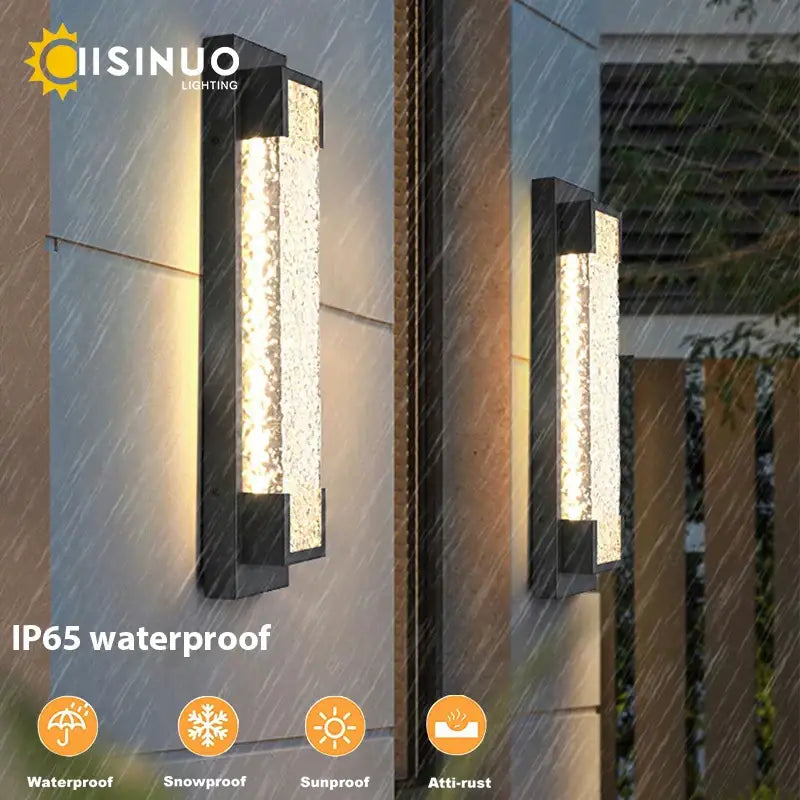 Modern black led wall sconce garden textured amber glass light