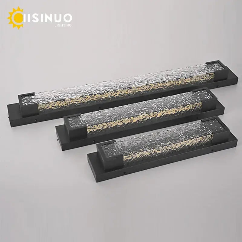 Modern black led wall sconce garden textured amber glass light